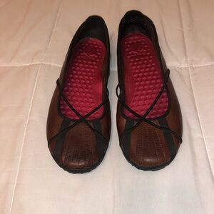 Privo Brown Flats with Pink Cushioned Insole with coin deco on heels